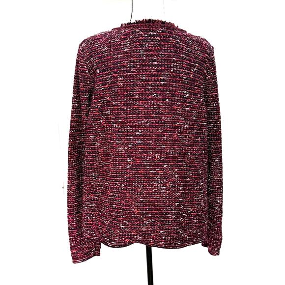 J.Jill Officecore Workwear Tweed Fringed Knit Blazer Cardigan Jacket L TALL - Picture 2 of 11